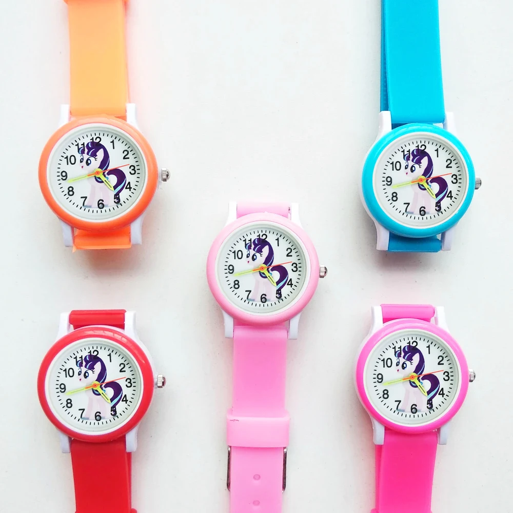 Cartoon Regenboog Wolk Paard Kinderen Horloge Mode Prachtige Student Klok Cadeau Kids Quartz Horloges Voor Jongens Meisjes Armband