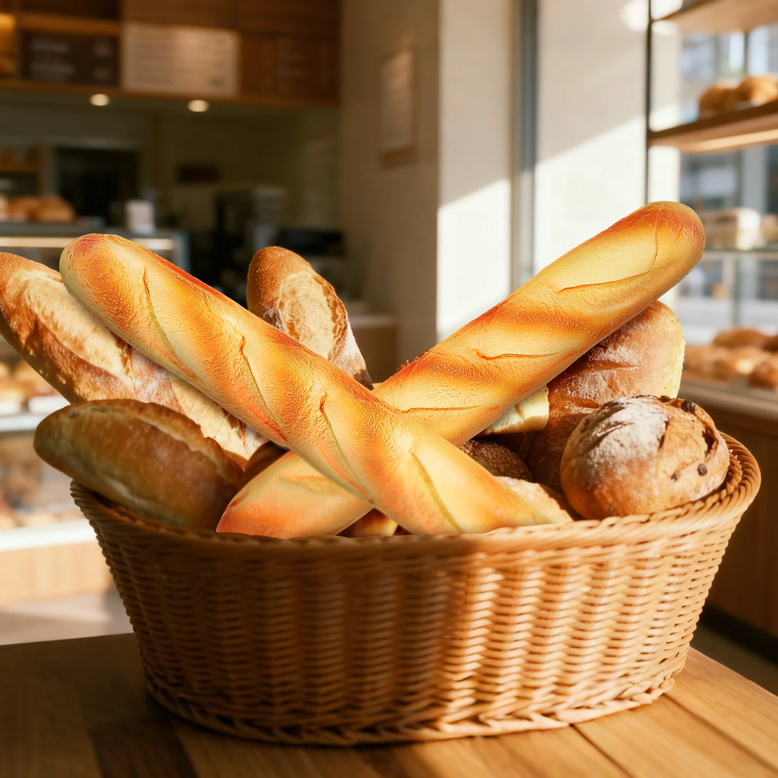 

2pcs Realistic Fake Bread Loaf Pu Artificial French Bread For Home Kitchen Bakery Decoration Simulation Food Props Play Pretend