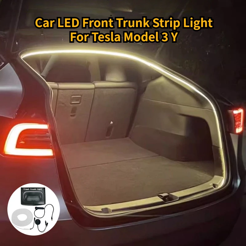 For Tesla Model 3 Y 2021-23 LED Front Trunk Strip Light Ambient Lighting Waterproof Flexible Brighten Atmosphere Lamp Taillight