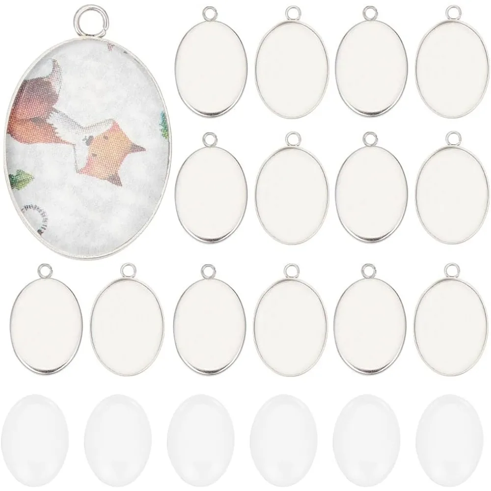 

1 коробка, 80 шт., подносы с рамкой, овальный лоток для подвесок, набор заготовок для подвесок из нержавеющей стали, подвески для фотографий, кабошон, пустые подвески с рамкой