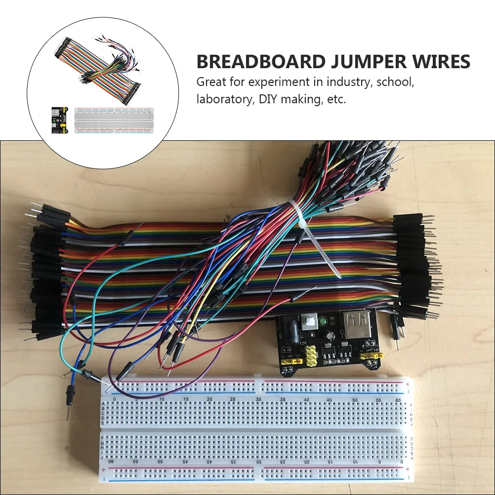 

5pcs Breadboard Set Power Supply Module 5V 3.3V Jumper Wires Kit For Circuit Experiment Diy Learning Set For School Lab