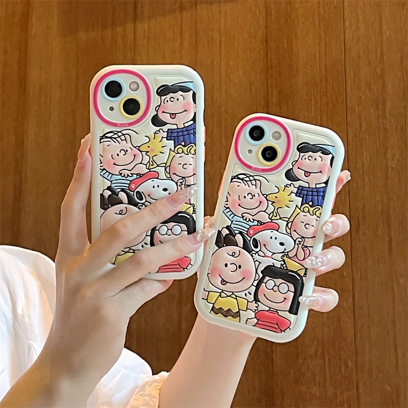 

New Snoopy Cell Phone Cases Cartoon Sanrio Kawaii for iPhone15promax for iPhone13pro case 14pro Anti-slip 15pro