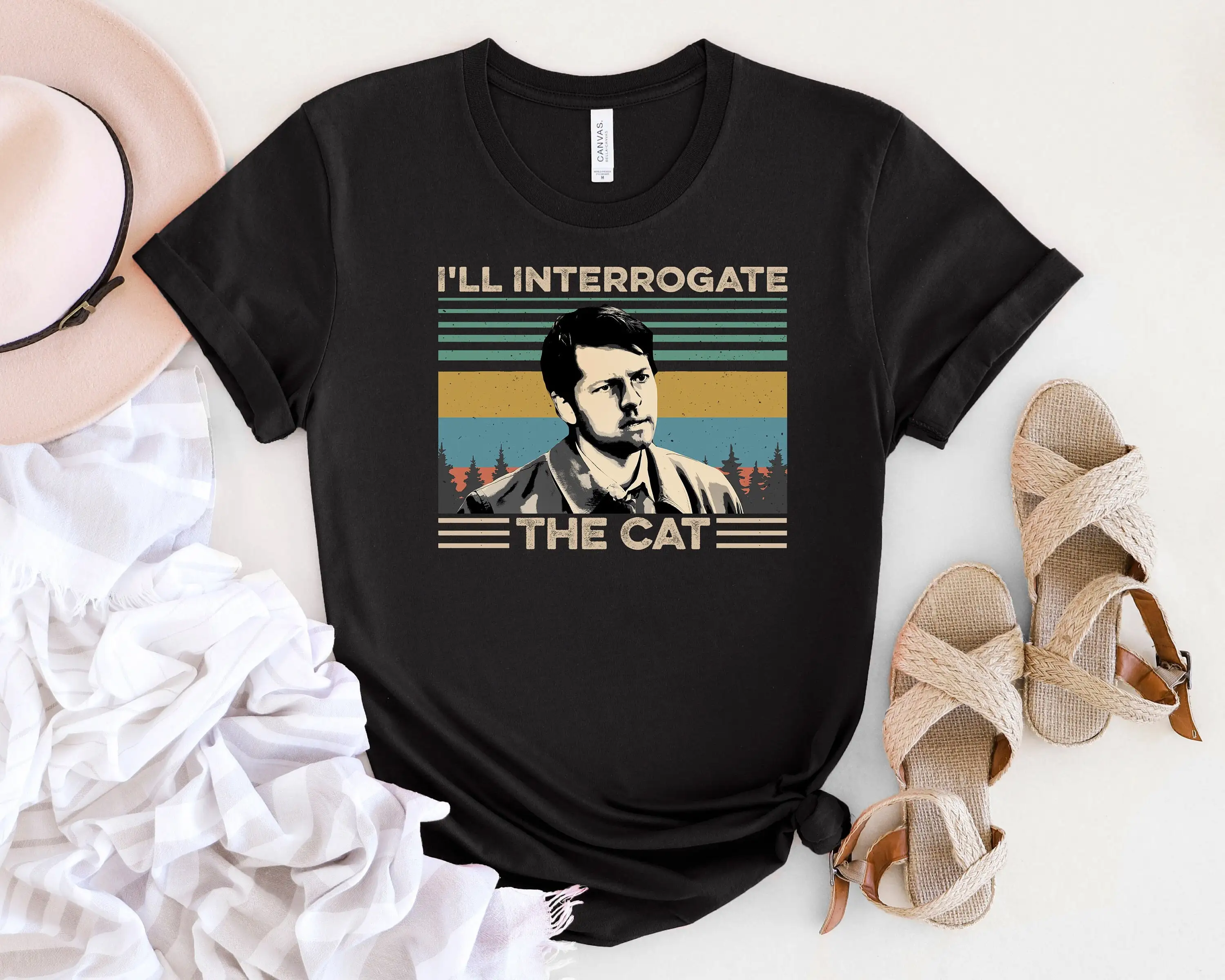 I'Ll Interrogate The Cat Castiel Vintage T Shirt Supernatural Good Sayings In Movie