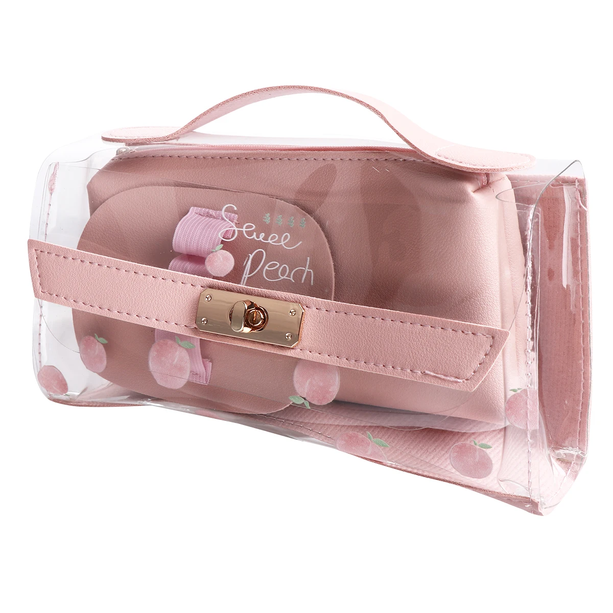 

Creative Transparent Pencil Case Pink Large Capacity Zipper Stationery Pouch Travel Makeup Bag for Kids Women Girls