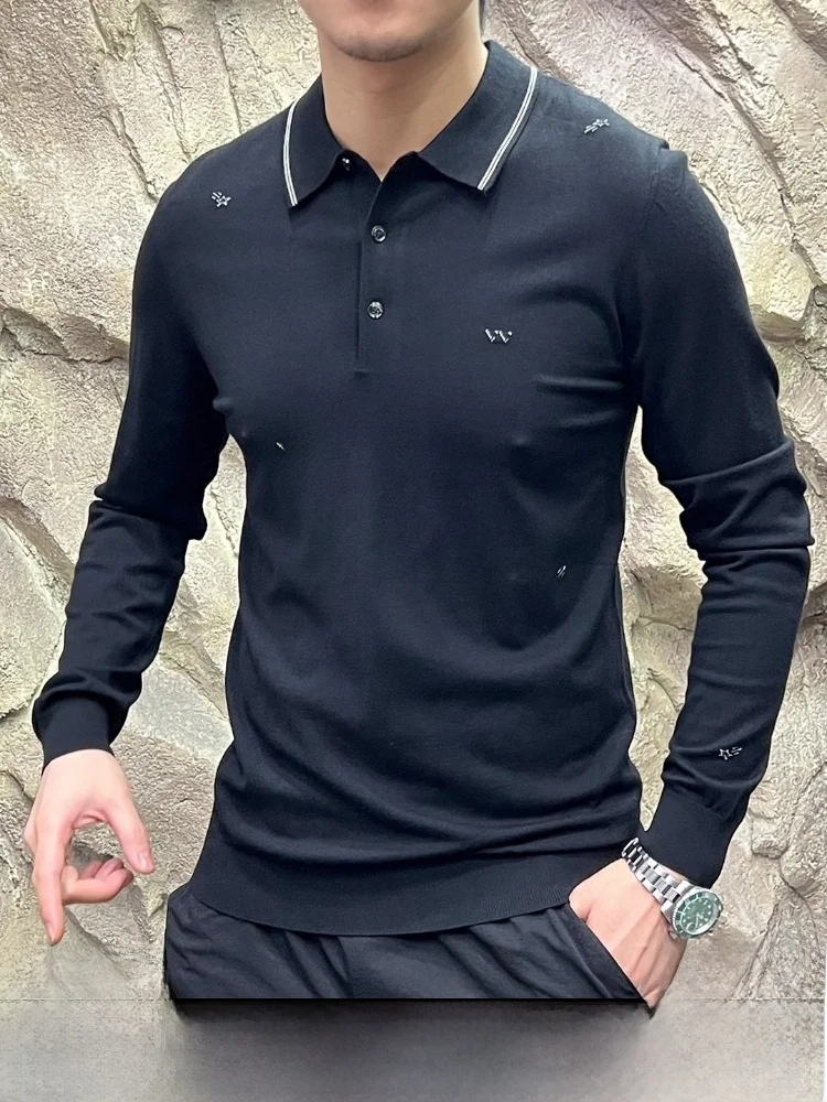 

Classic Faion Knitted Ne Sweater with Embroidery Proc Men's Commute Wear Comfortable Breathable Long Sve Top