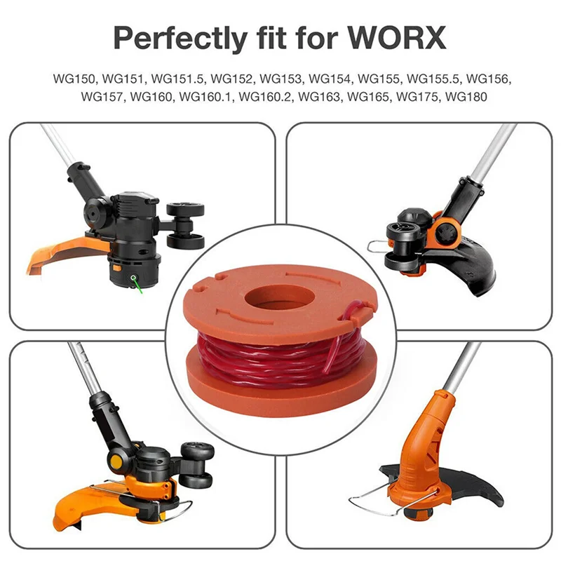 A25F-27 Pack Replacement Spool String Trimmer Line 24 Pack Spool And 3 Cap Lawn Mower Accessories For WORX