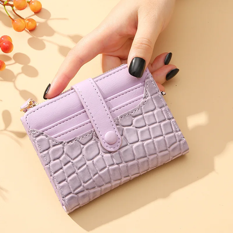 Western Crocodile Pattern Short PU Leather Women Wallet Large Capacity Multi-card Slots Purse for Ladies