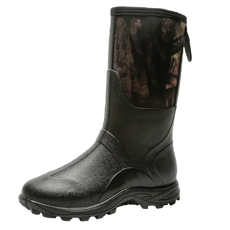 Camouflage Rain Boots Men's Duck Hunting Mid-calf Boots Outdoor Fishing Boots Anti-skid Fashion Water Shoes Waterproof Male Shoe