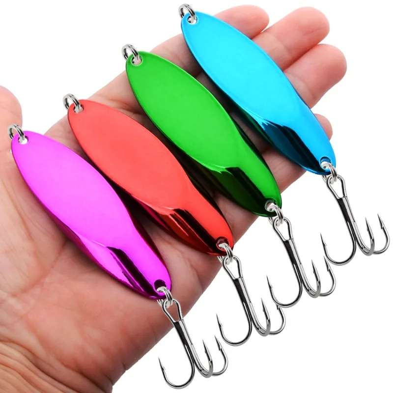 

5pcs Metal 5g-65g Spoon Lure Sharp Treble Hook Artificial Hard Bait Trout Bass Saltwater Spoon Fishing Tackle Equipment Pesca