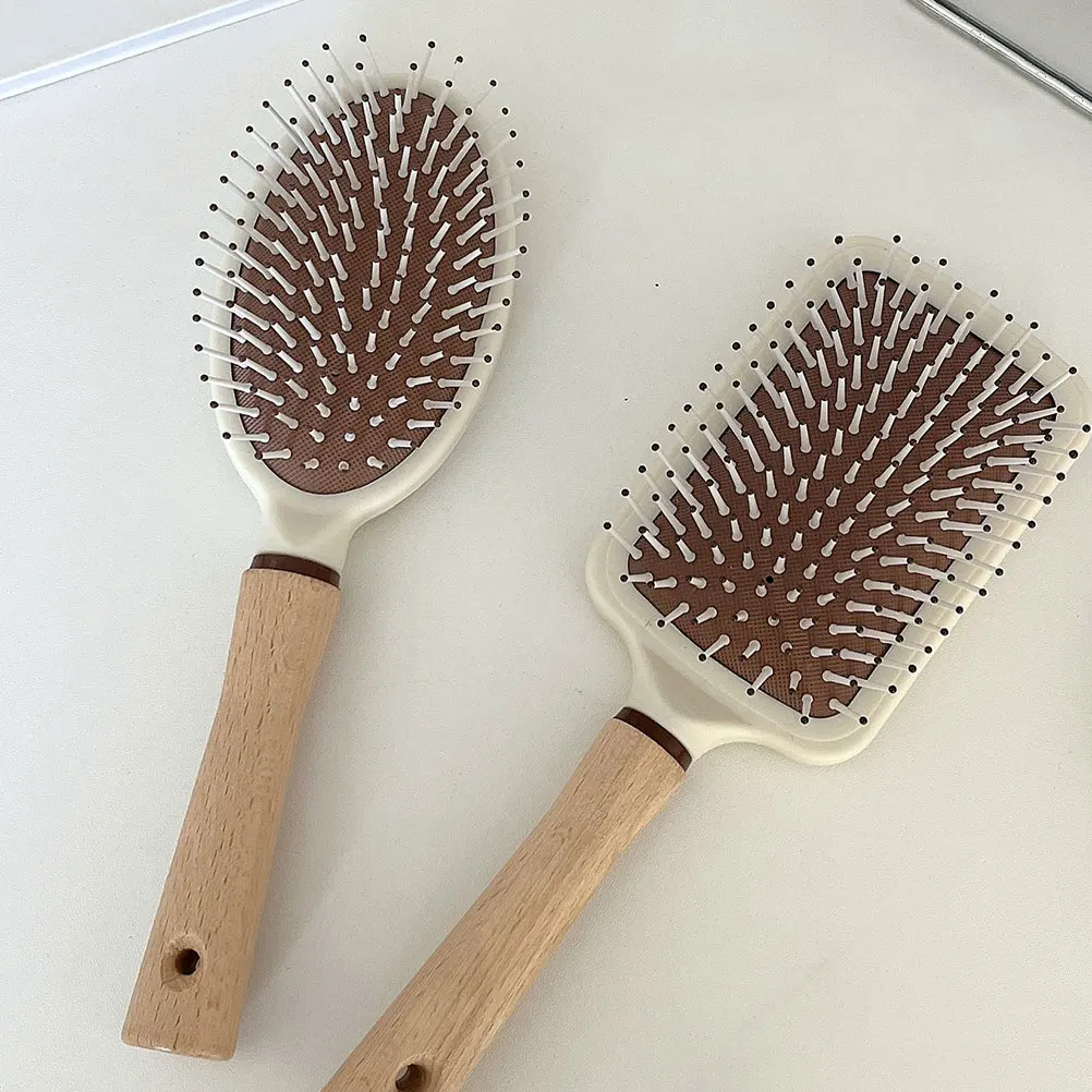 

Comb Hairbrush for Curly Thick Hair Soft Bristles Detangler Scalp Massager Travel Women Home Use Wooden H