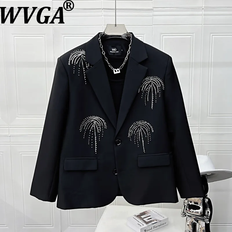 

WVGA осень-зима новый мужской прилив с блестками и бисером в стиле пэчворк модный дизайн пиджаки нишевый стильный повседневный костюм пальто комплект Ins Y2K W12304