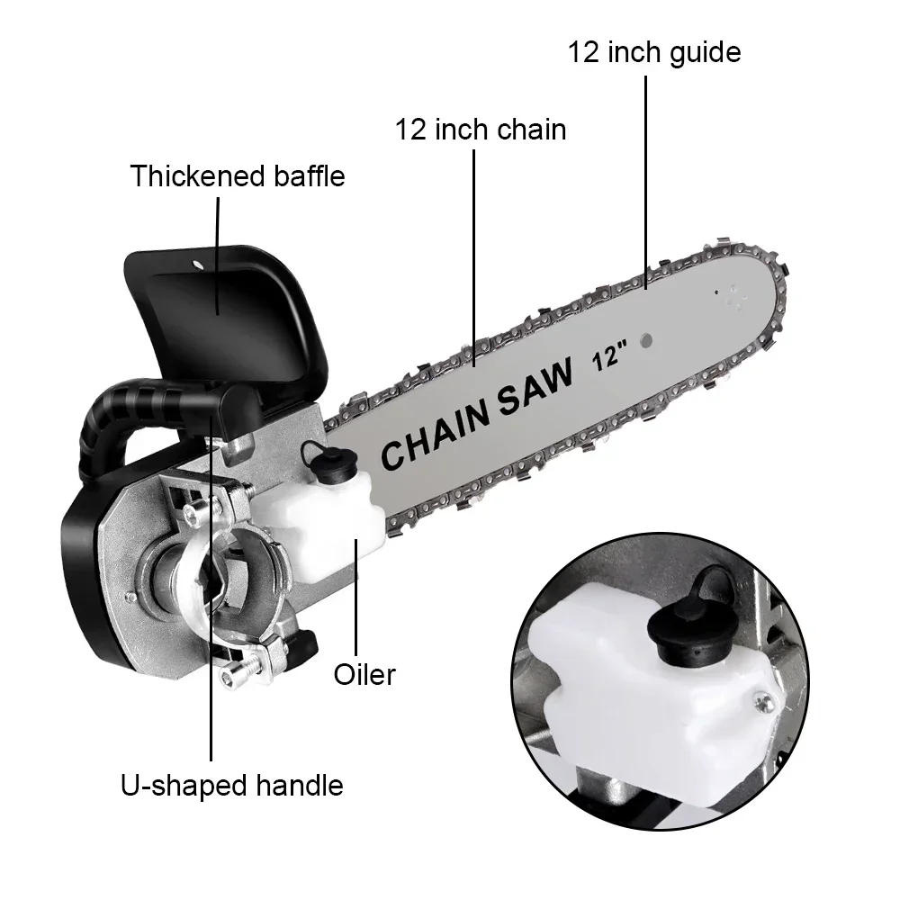 12/16 Inch Electric Saw Bracket Set Suit for M10/M14/M16 Brushless Angle Grinder Converted to Handheld Woodworking Chainsaw