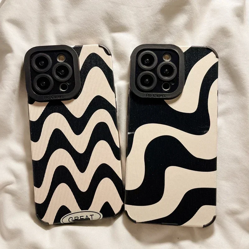 Fashion Zebra Stripe Mobile Phone Case For iPhone 14 11 12 13 15 Pro Max 7 8 Plus X XS Max XR Shockproof Soft Protector Cover