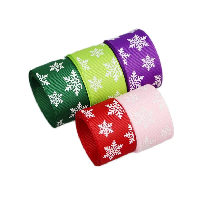 (10meters/lot) 1'' (25mm)  printed snowflake grosgrain ribbon christmas gift   DIY  ribbon top quality ribbons