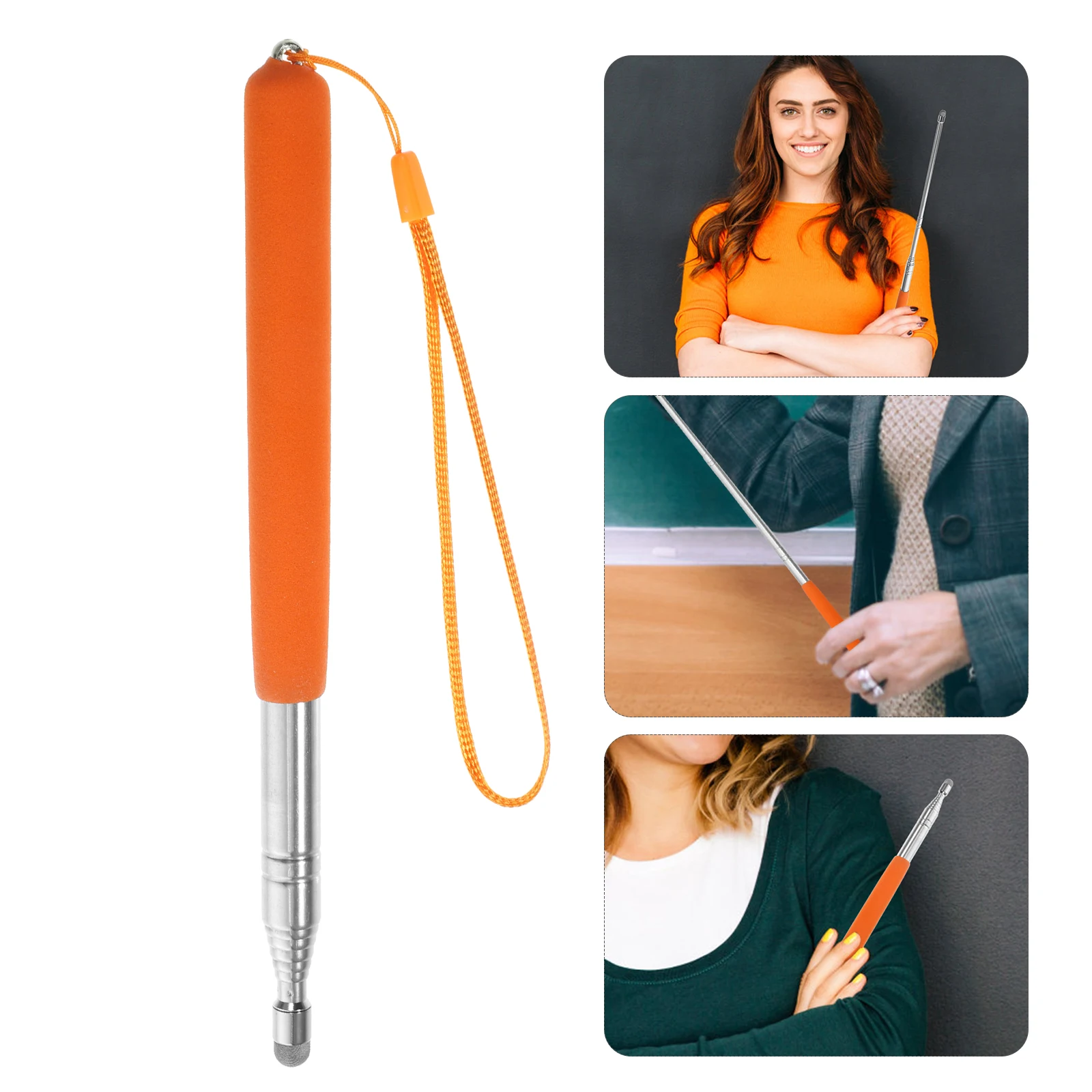 

Stainless Steel Teaching Pointer 1M Orange Capacitive Head stick Classroom Supplies Presentation