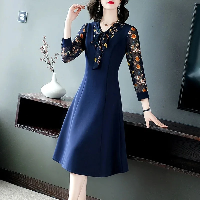 

Dress Womens 2024 Summer New Elegant Temperament Fashion Casual Skirt Female Middle-aged Mother Large Size Long Floral Dresses