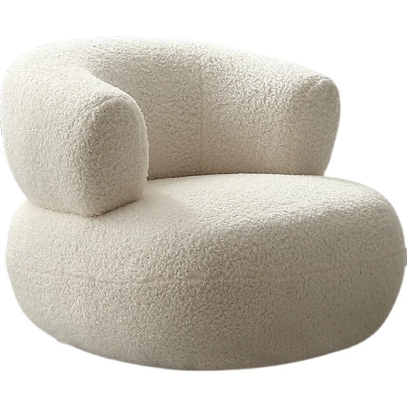

Lamb fleece sofa white lazy single chair casual minimalist modern bedroom design