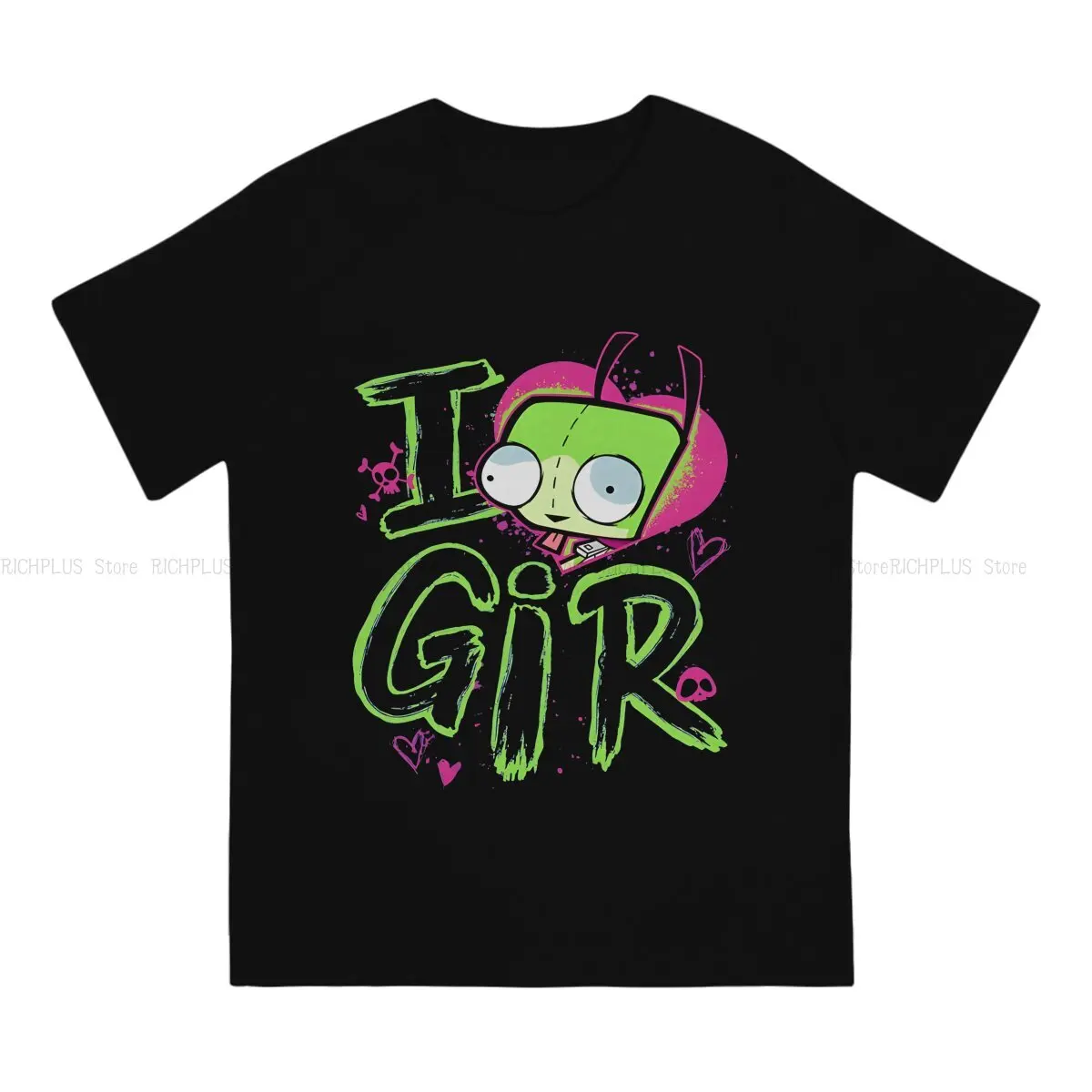 Invader Zim 만화 애니메이션 티셔츠, 발렌타인 데이, I Love GIR 베이직 폴리에스터 티셔츠, 남성 티셔츠, 새로운 디자인, 빅 세일