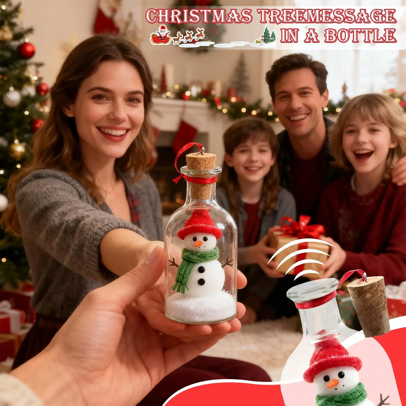 زينة عيد الميلاد القابلة للتسجيل، ديكور موسمي للعطلات، رسالة صوتية، ديكور زجاجة للآباء والأزواج، ديكورات العائلات