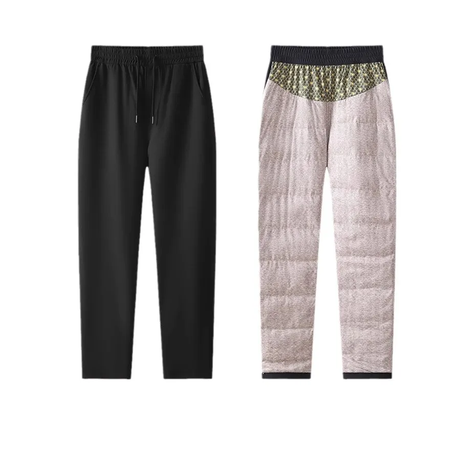 กางเกงขายาวขนห่านสำหรับผู้หญิงผู้ชาย กางเกงกันหนาวแบบหนา ยูนิเซ็กซ์ คู่รัก สีดำ เอวยางยืด 90% ขนห่าน รุ่น PT-626