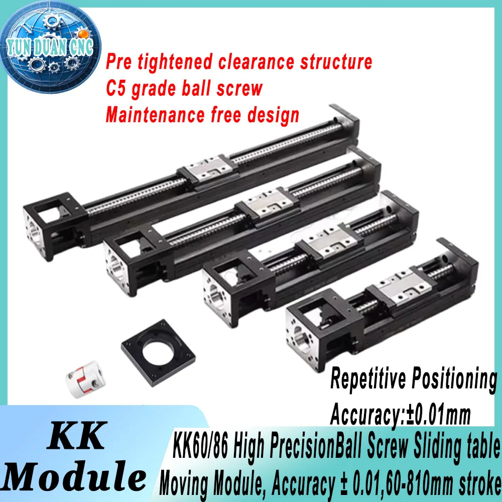 

KK60/KK86&SFU1605/1610 Linear Actuator | High Precision ±0.01mm 5-20mm Lead 40kg Load Nema23 Stepper/Servo Motor IP54 Dustproof