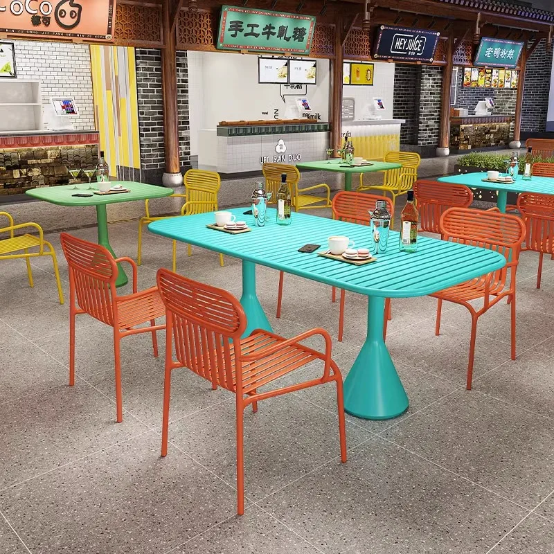 Dessert shop table and chair combination bar outdoor wrought iron courtyard open-air milk tea shop simple modern villa rooftop