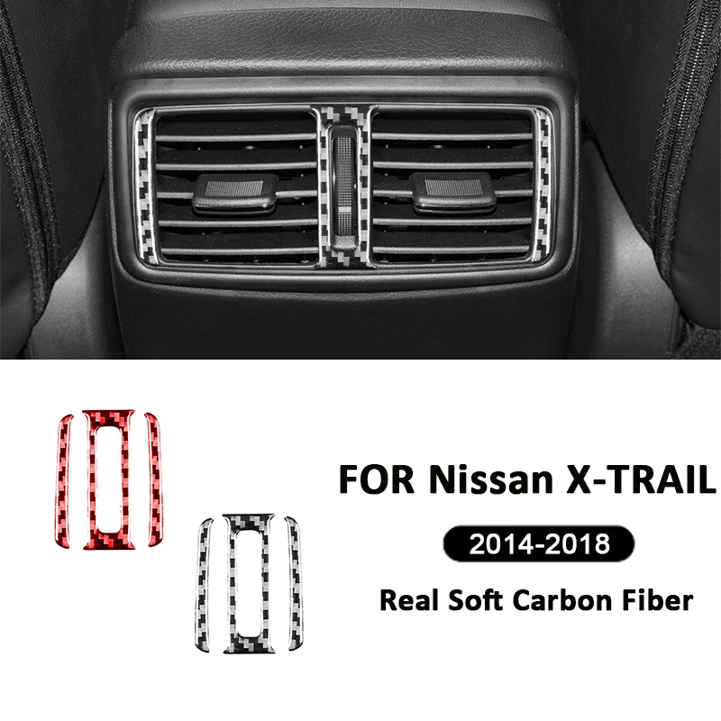 

For Nissan X-TRAIL 2014-2018 Accessories Carbon Fiber SUV Rear Air Conditioning Outlet Vent Panel Cover Decoration Sticker