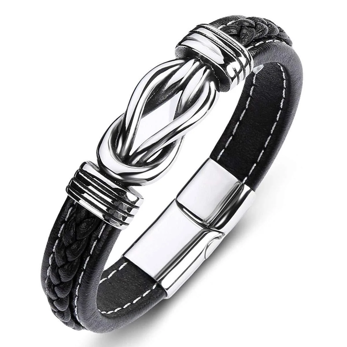 

2025 new arrival,Love You Forever” Infinity Knot Bracelet – Braided Leather Charm for Him & Her