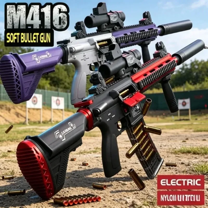 M416 Electric Sniper Rifle Soft Bullet Toy Gun with Scope Full Automatic Dart Gun Outdoor for Adult Christmas Birthday Gift