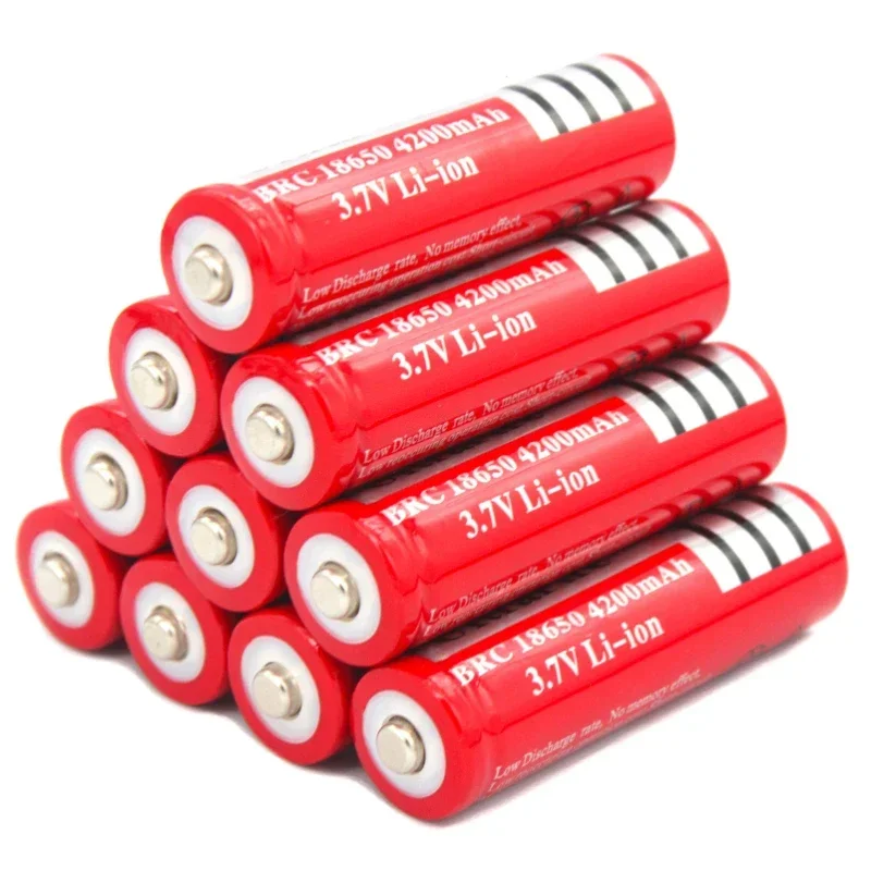 100% New 1-10 PCS BRC18650 Battery 3.7V 4200mAh Rechargeable Lithium-ion Battery for LED Flashlight Litio Battery