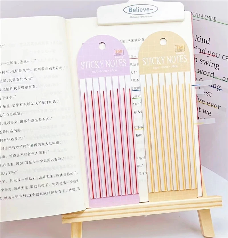 160 Sheets Long index stickers Transparent Color Sticky Notes Waterproof Index Tabs Reusable Sticker Memo Pad Notepad Stationery