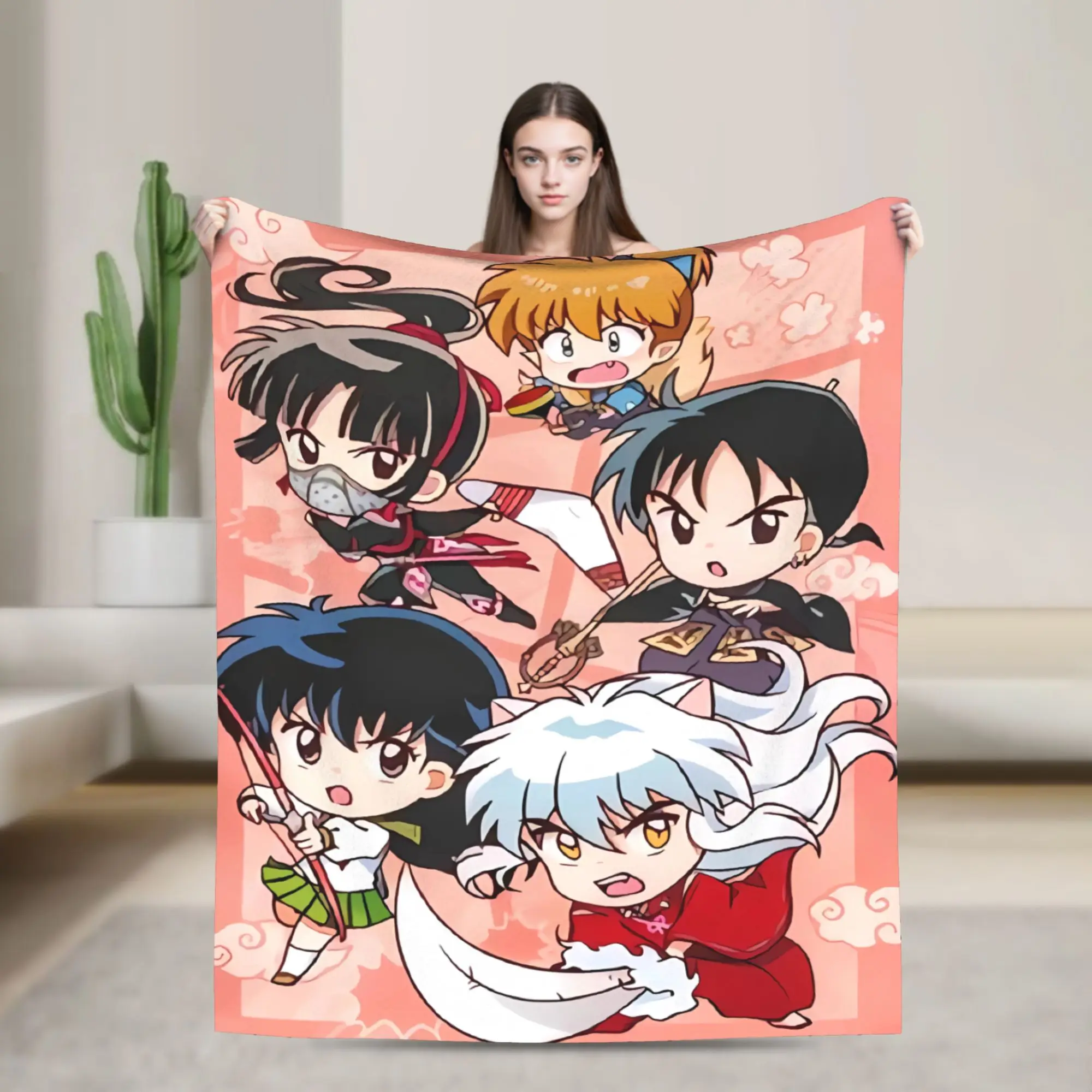 Manga Kimono Inuyashas Sesshomarused Flannel Blanket Winter Warm Soft Throw Blanket for Kids Home Decor Bedspread Sofa Bed Cover