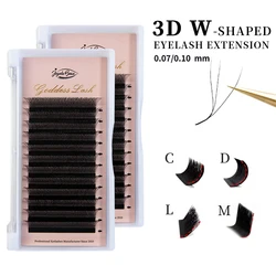 여신 M/L/C/D W형 속눈썹 연장 3D 4D 프리메이드 볼륨 팬 속눈썹 W 스타일 속눈썹 인조 밍크 볼륨 속눈썹 내추럴 속눈썹