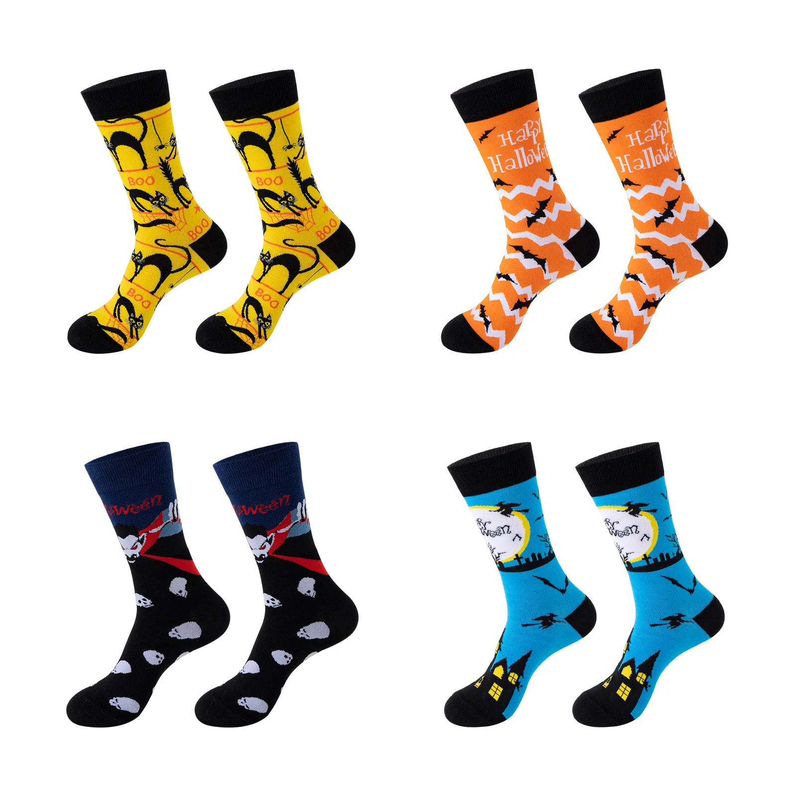 

Комбинированный набор носков на Хэллоуин (A-286/B-285/C-290/D-288), четыре стиля, по 1 паре каждого