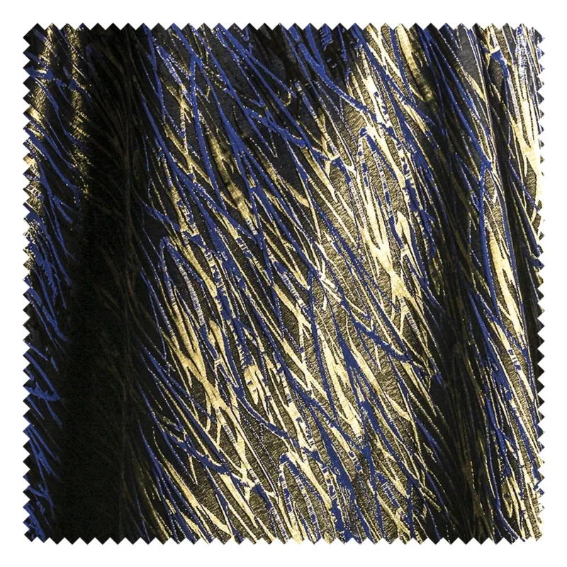 Gold and blue silk thread jacquard three-dimensional fabric remade coat hand-wrapped skirt designer - Image 5
