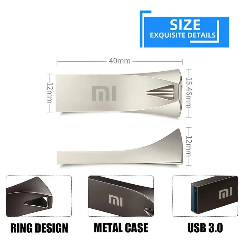 Xiaomi U Disk 2tb Metal Usb 3.0 High Speed Flash Drive Waterproof Large Capacity  Portable Memoria Transfer Usb Pen Drive