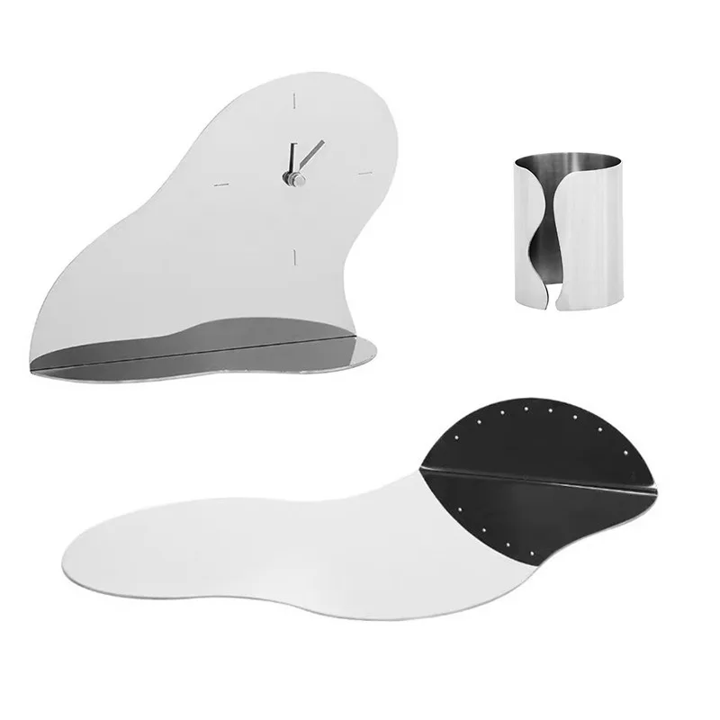 

Современный простой лоток из нержавеющей стали, зеркальные часы, декоративные художественные украшения, подарки на новоселье дома