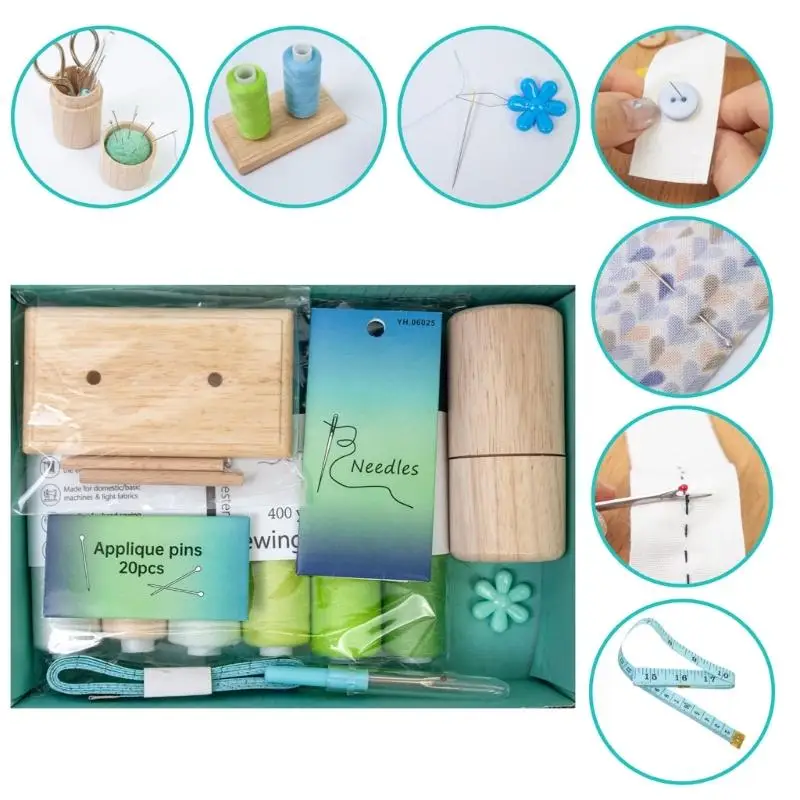 

12 разнообразных швейных нитей с деревянными шпобами Сильный полиэстер для домашнего пошива D2RD