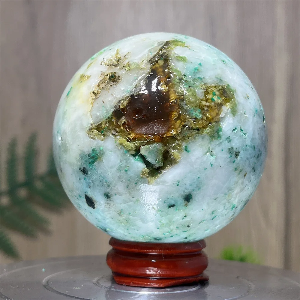 Natural CrystalPhoenix Stone Quartz Specimen Sphere Ball Minerals Energy Healing Feng Shui Reiki Spiritual Home Decoration+Stand
