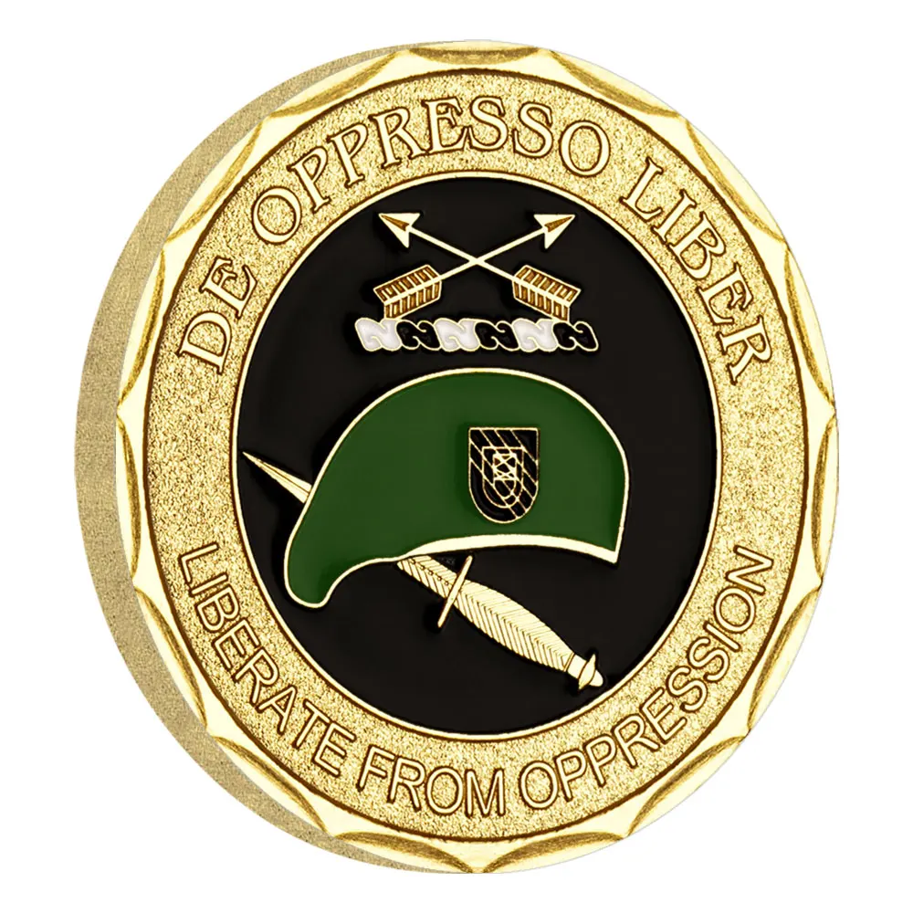 عملة تحدي مطلية بالذهب للقوات الخاصة لجيش الولايات المتحدة تحرير من المهملات العملات التذكارية للقبعات الخضراء