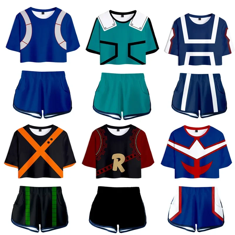 Anime Mijn Held Academie Cosplay Kostuum Ochaco Uraraka Todoroki Shoto Bakugou Katsuki Meisjes Zomer Nieuwe Print 3d Korte Mouw Rok