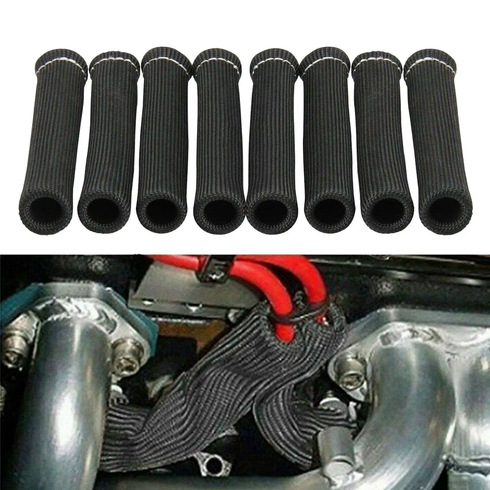 8Pcs 2500° for Spark Plug Wire Boots Protector Sleeve Heat Shield Cover for LS1/LS2