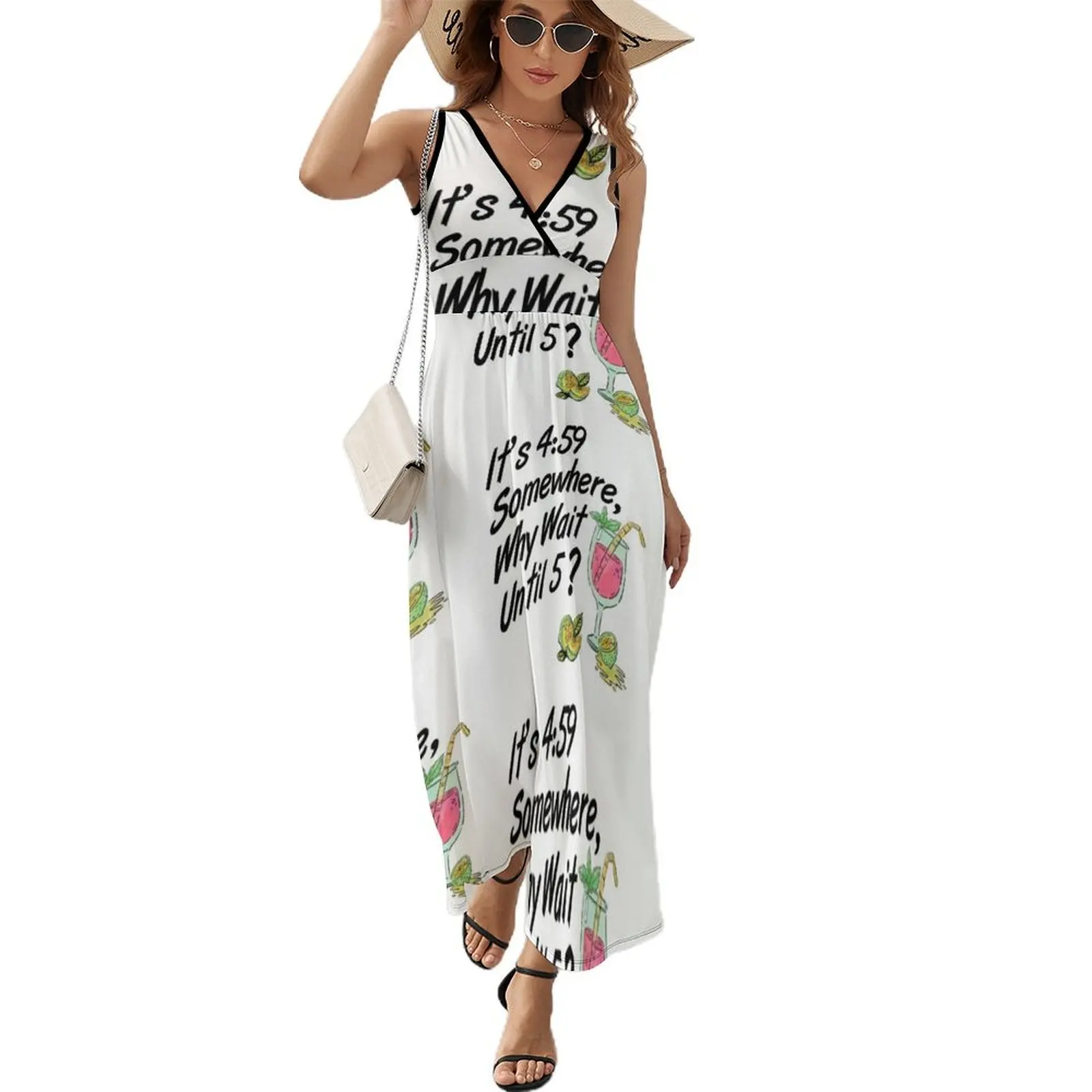 It's 4:59 Somewhere, Why Wait Until 5? Sleeveless Dress long dresses for women Women's summer dress