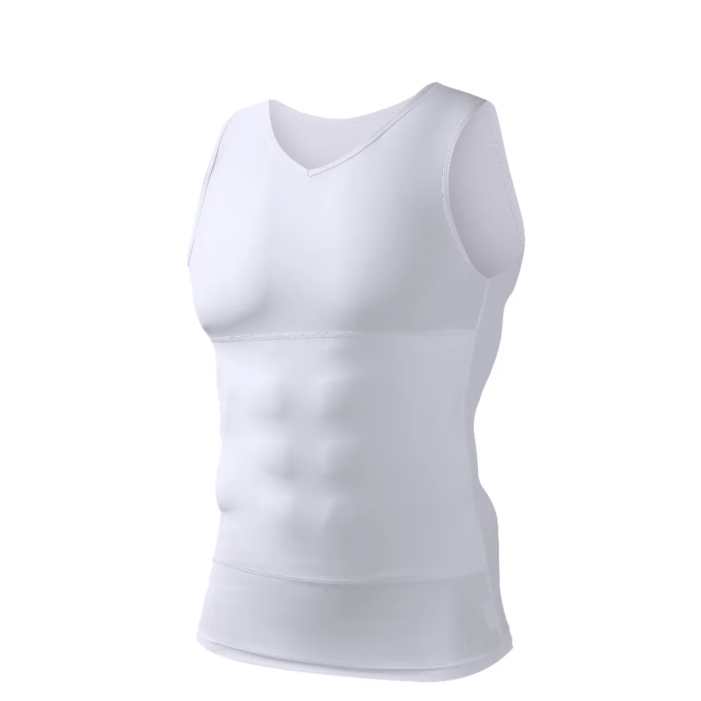 Imagen 5: Chaleco Moldeador para Hombre con Cuello en V, Camiseta Ajustada de Doble Capa para Control de Abdomen, Chaleco Deportivo Ajustado para Ejercicio