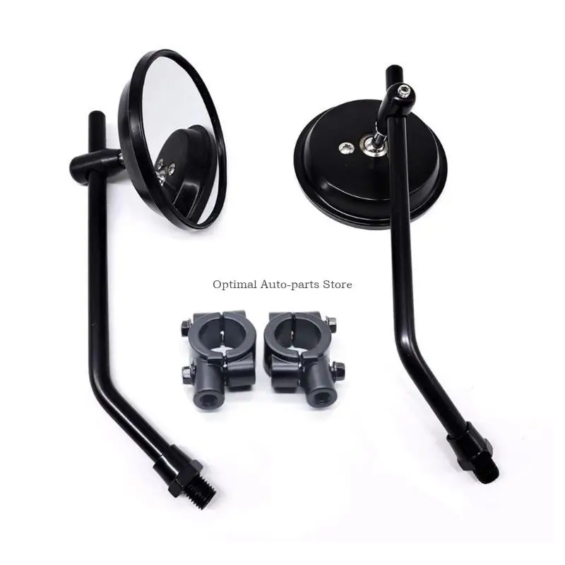 

Retro Design Iron and Plastic Motorcycle Mirrors for Wide Visibility and Enhanced Safety Riding Experience 1 Pair