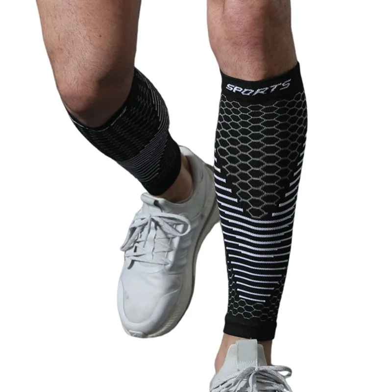 Sports Calf Compression Leg Sleeves for Running, Elastic Anti-Fatigue Shin Guards for Men Women Breathable Athletic Leg Support