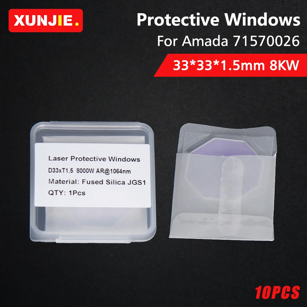 

10Pcs/Lot Amada Fiber Laser Protective Windows Octagon 33*33*1.5mm 71570026 Quartz JGS1 Lens for Amada Laser Cutting Machine 8KW
