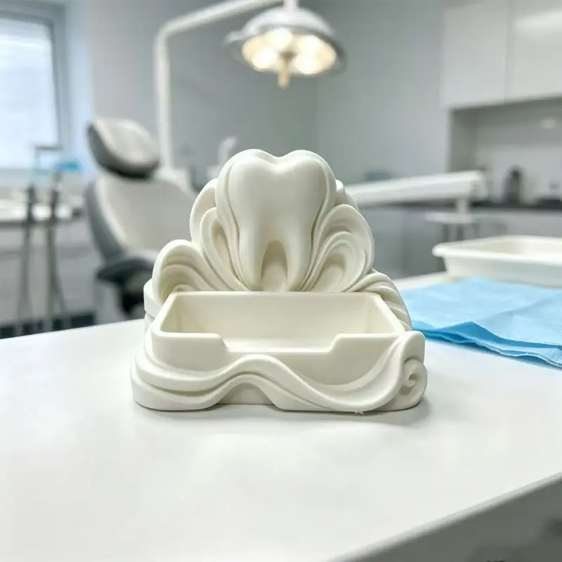 1Pcs Dental Clinic Front Desk Business Card Holder Teeth Shaped Storage Box Creative Desktop Display Stand Dentistry Ornament