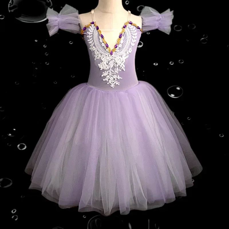 

Girls Ballet Tutu Dress Gymnastics Leotard White Long Ballet Dresses Girls Princess Ballerina Dance Costume Birthday Party Dress