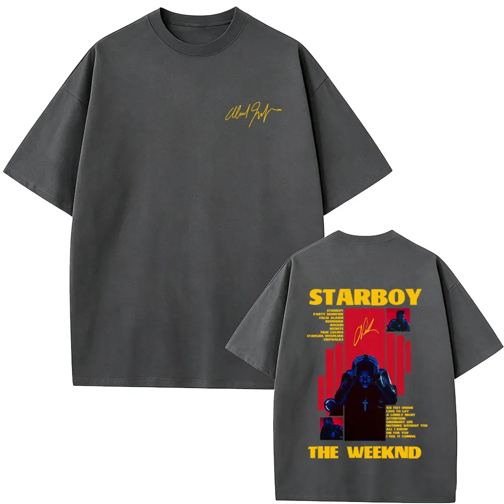 Rapper The Weeknd Starboy Album Graphic T-shirt Men Women Hip Hop Fashion Pop Music T-shirts Male Casual Cotton Vintage T Shirts